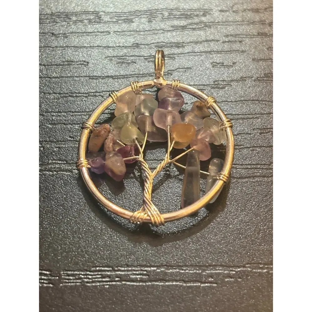 Amethyst Tree of Life Pendant Silver Tone
